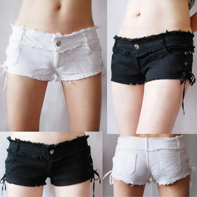 Sexy Women Tassel Low Rise Waist Hot Short Sexy Denim Booty Sexy Jeans Shorts Cute Micro Mini Short Club Wear Fashion F26 - reetell