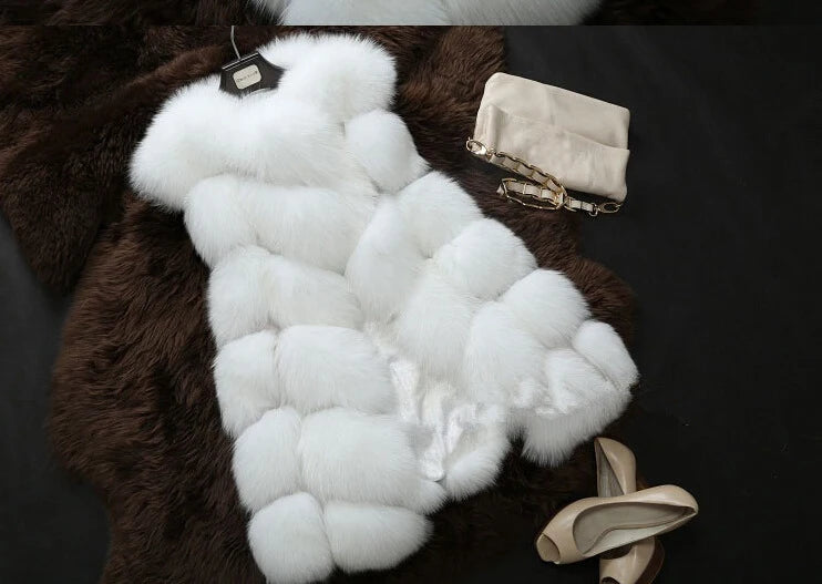 ZADORIN 4XL Female Fur Waistcoat Winter Warm Faux Fox Fur Vest Women High-Grade Cappa Fashion O-Neck Long Fur Coat Cardigan - reetell