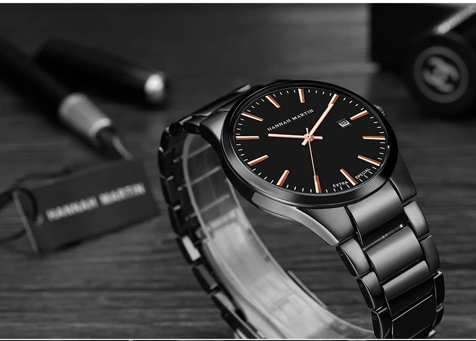 Men Watch Top Brand Luxury Calendar Stainless Steel Quartz Fashion Business Full Black Waterproof Sports Watch Relogio Masculino