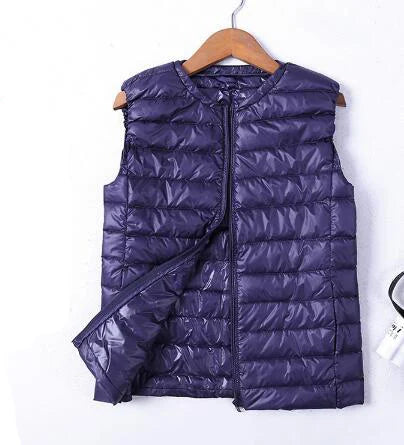 SEDUTMO Winter Ultra Light  Womens Down Jackets Vest Duck Down Doat Short Puffer Jacket O-neck Waistcoat ED036