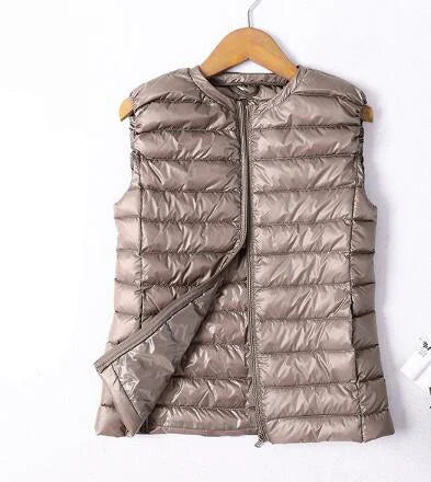 SEDUTMO Winter Ultra Light  Womens Down Jackets Vest Duck Down Doat Short Puffer Jacket O-neck Waistcoat ED036