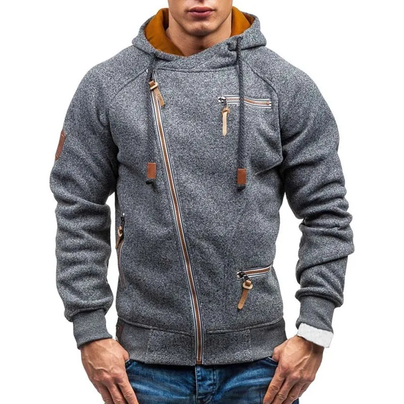 New Hoodie Men 2021 Autumn Casual Solid Long Sleeve Mens Hoodies Sweatshirts Slim Zipper Hoody Sweatshirt Men Hooded Streetwear - reetell