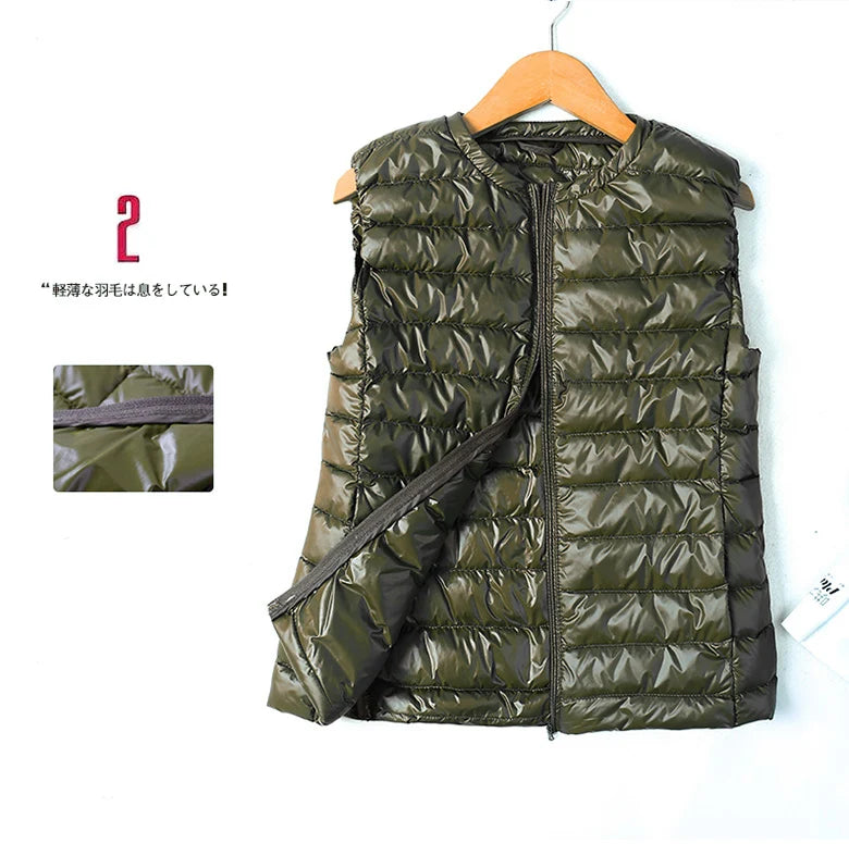 SEDUTMO Winter Ultra Light  Womens Down Jackets Vest Duck Down Doat Short Puffer Jacket O-neck Waistcoat ED036