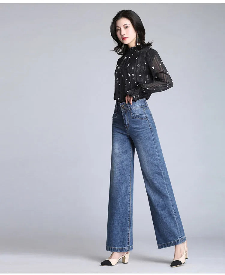 high waist jeans woman denim wide leg pants women's jean femme boyfriend ripped jeans for women  ladies jeans mom - reetell