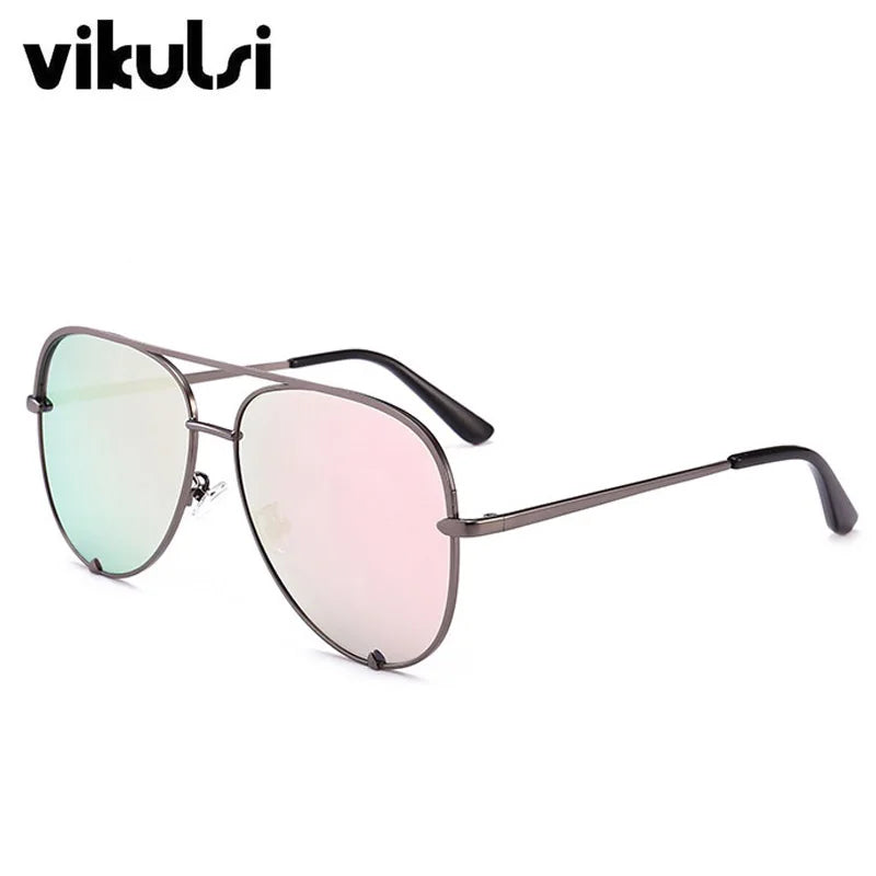 Flat Top Aviation Sunglasses Women UV400 Retro Brand Designer Luxury Mirror Sun Glasses For Female Ladies Metal Frame Eyewear - reetell