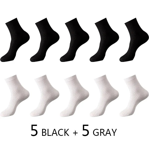 High Quality 10 Pairs/lot Men Bamboo Fiber Socks Men Breathable Compression Long Socks Business Casual Male Large size 38-45