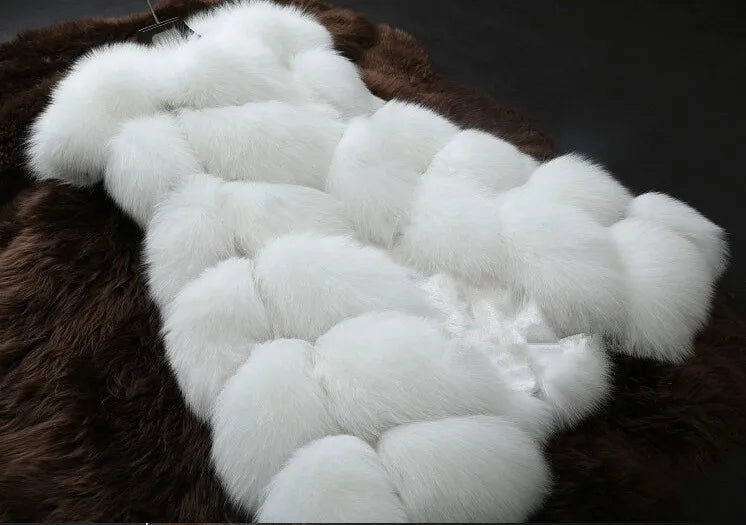 ZADORIN 4XL Female Fur Waistcoat Winter Warm Faux Fox Fur Vest Women High-Grade Cappa Fashion O-Neck Long Fur Coat Cardigan - reetell