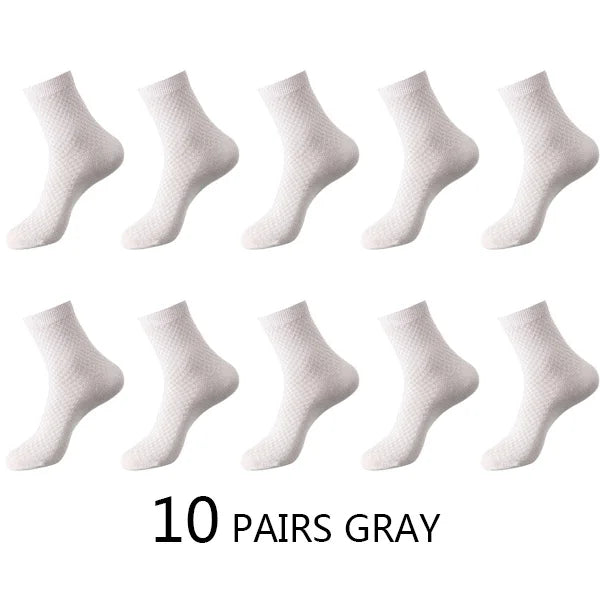 High Quality 10 Pairs/lot Men Bamboo Fiber Socks Men Breathable Compression Long Socks Business Casual Male Large size 38-45