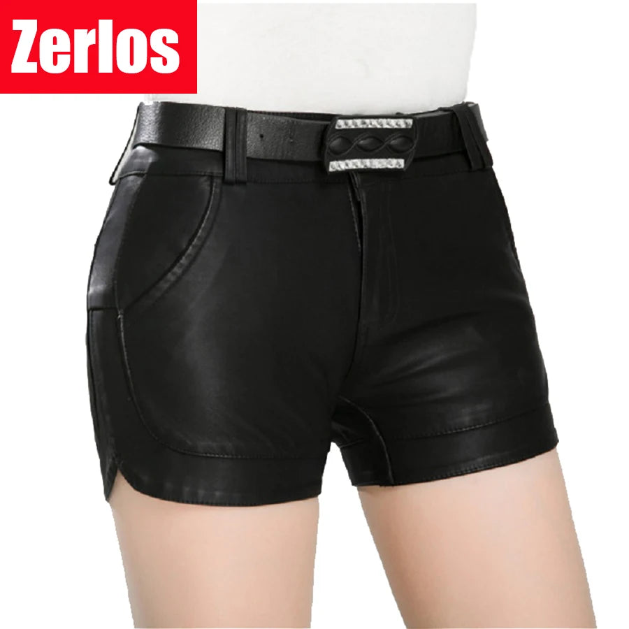 2024 new arrival Women's spring autumn Fashion PU Leather Shorts Lady's Mid-Waist Short sexy Shorts Pants - reetell