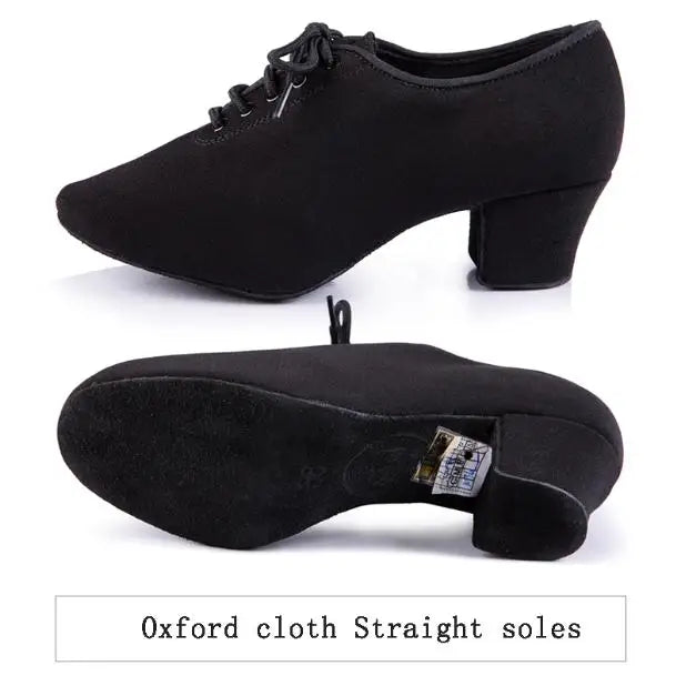 Latin Dance Shoes Women Genuine BD t1-b Import Oxford Lace Wholesale Sports Teacher Black Heel 4.5cm Male Female Generic Canvas