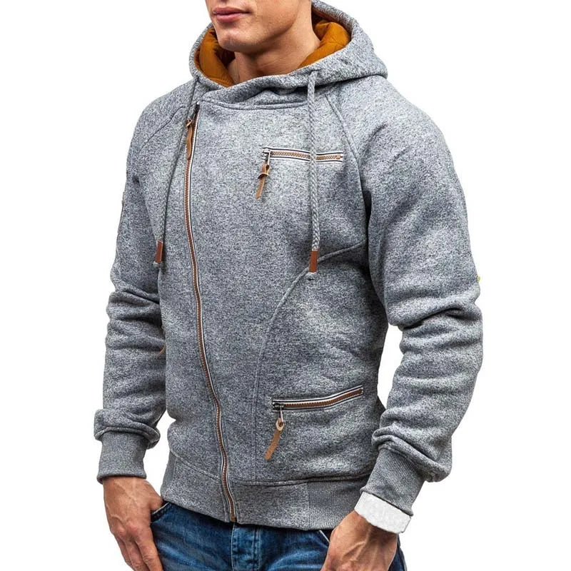 New Hoodie Men 2021 Autumn Casual Solid Long Sleeve Mens Hoodies Sweatshirts Slim Zipper Hoody Sweatshirt Men Hooded Streetwear - reetell