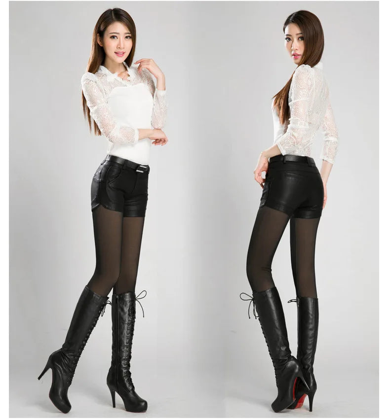 2024 new arrival Women's spring autumn Fashion PU Leather Shorts Lady's Mid-Waist Short sexy Shorts Pants - reetell