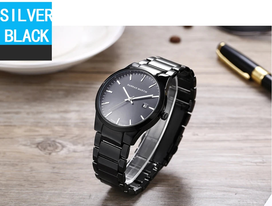 Men Watch Top Brand Luxury Calendar Stainless Steel Quartz Fashion Business Full Black Waterproof Sports Watch Relogio Masculino