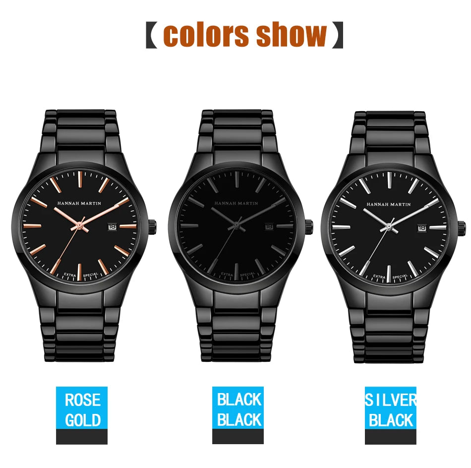 Men Watch Top Brand Luxury Calendar Stainless Steel Quartz Fashion Business Full Black Waterproof Sports Watch Relogio Masculino