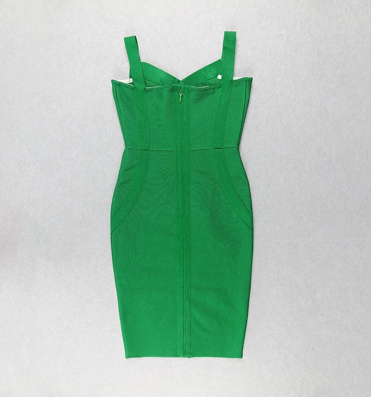 High Quality Pink Green Red Bodycon Knee Length Rayon Bandage Dress Evening Party Dress Vestidos - reetell