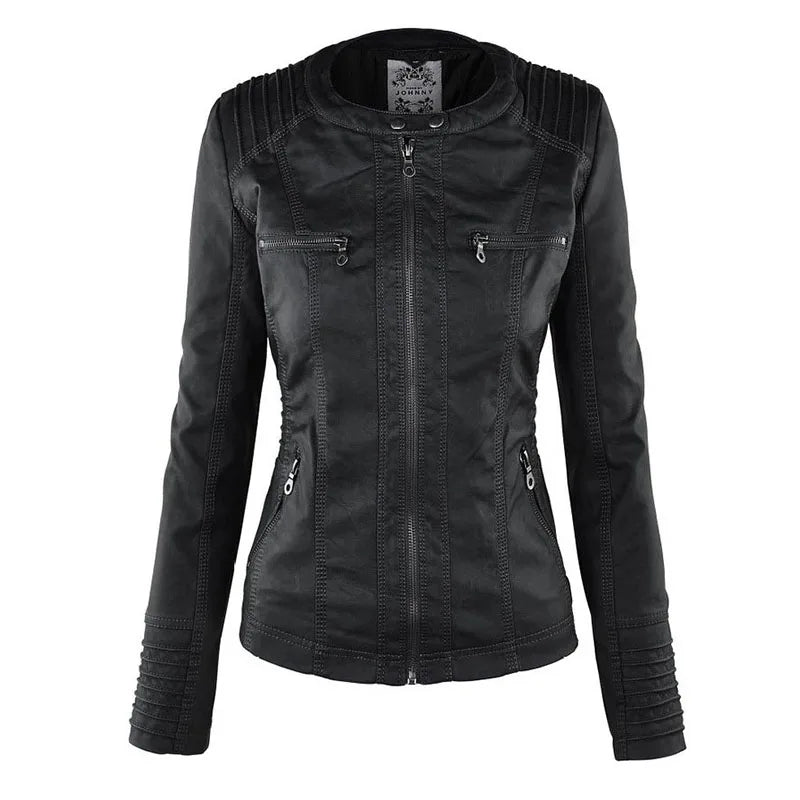 Gothic Faux Leather Jacket Women Coat 2024 Hoodies Winter Autumn Motorcycle Jacket Black Outerwear Leather PU Basic Jacket Coat