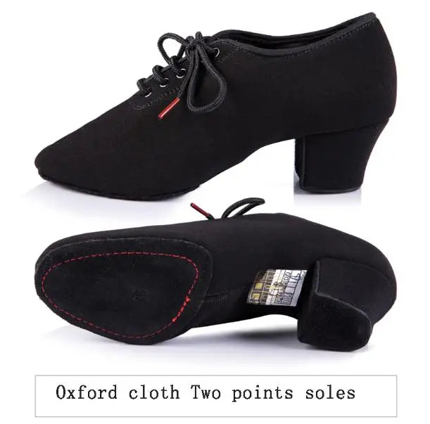 Latin Dance Shoes Women Genuine BD t1-b Import Oxford Lace Wholesale Sports Teacher Black Heel 4.5cm Male Female Generic Canvas