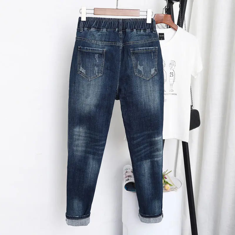 5XL High Waist Jeans Women Vintage Plus Size Jeans Femme Harem Pants Loose Boyfriend Denim Jeans Streetwear Trousers Women Z31 - reetell