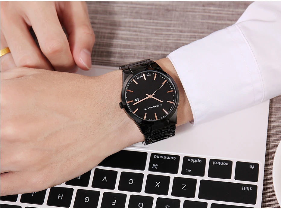 Men Watch Top Brand Luxury Calendar Stainless Steel Quartz Fashion Business Full Black Waterproof Sports Watch Relogio Masculino