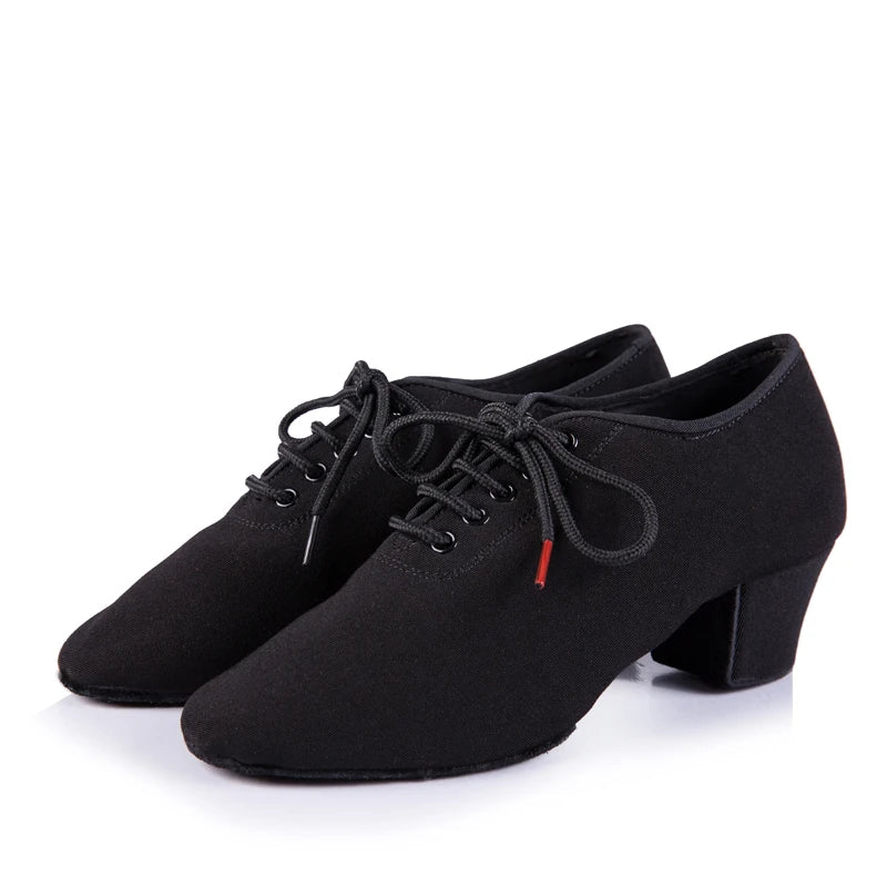 Latin Dance Shoes Women Genuine BD t1-b Import Oxford Lace Wholesale Sports Teacher Black Heel 4.5cm Male Female Generic Canvas