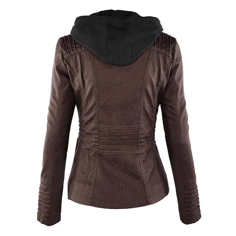 Faux Leather Jacket Women 2024 Basic Jacket Coat Female Winter Motorcycle Jacket PU Leather Zipper Hoodies Outerwear chaqueta