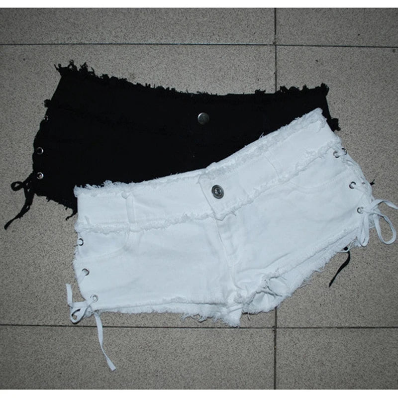 Sexy Women Tassel Low Rise Waist Hot Short Sexy Denim Booty Sexy Jeans Shorts Cute Micro Mini Short Club Wear Fashion F26 - reetell