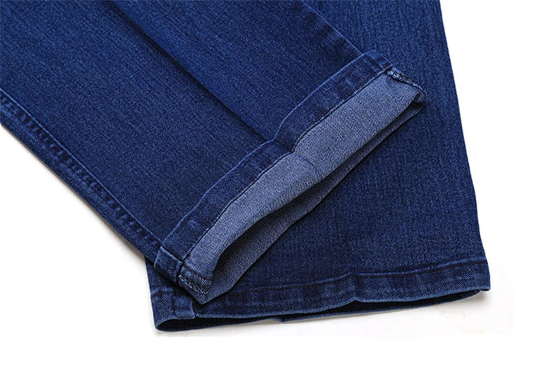 Size 30-45 Men Business Jeans Classic Male Stretch Jeans Plus Size Baggy Straight Men Denim Pants Cotton Blue Work Jeans Men - reetell