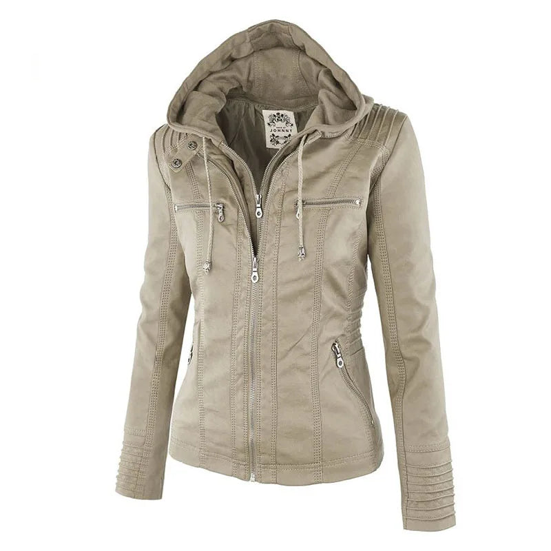 Faux Leather Jacket Women 2024 Basic Jacket Coat Female Winter Motorcycle Jacket PU Leather Zipper Hoodies Outerwear chaqueta