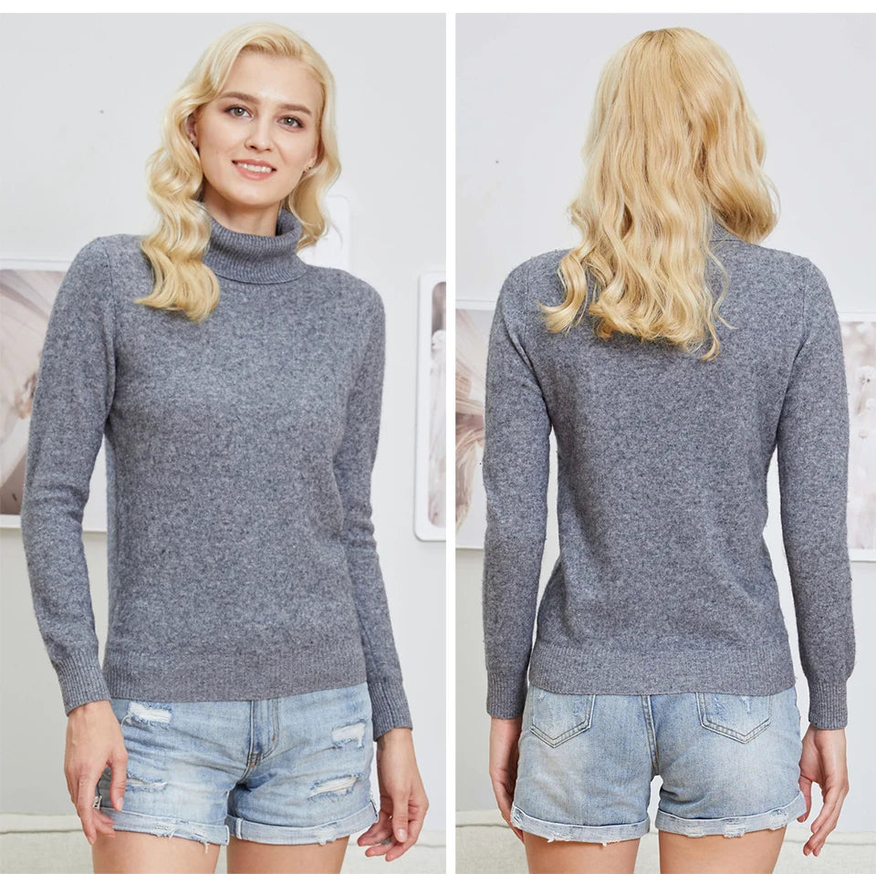 Knitwears Sweater Women Turtleneck Sweater 100% Pure Merino Wool Autumn Winter Warm Soft Knitted Pullover Female Jumper Tops y2k - reetell