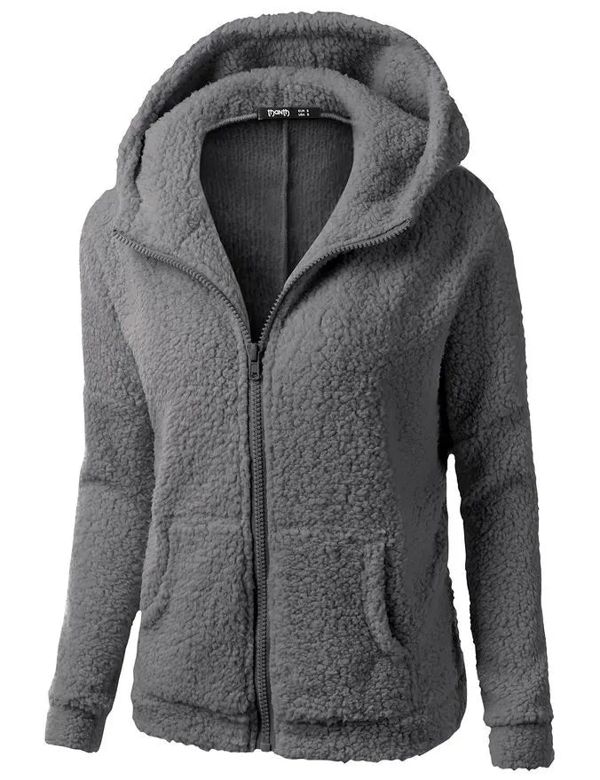 Autumn Winter Warm Jacket Women hoodie Hooded 2024 Casual Female Hoodies Sweatershirt Zipper Coat Solid Soft Fleece Women Coat - reetell