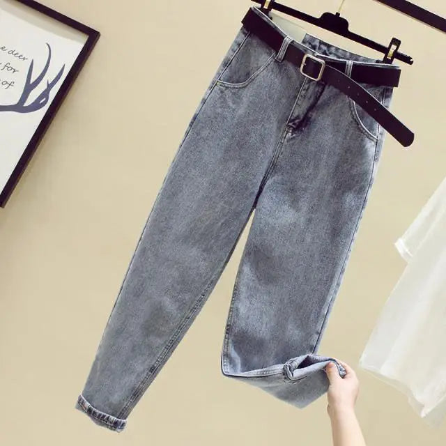 Vintage Harem Jeans Women Blue High Waist Denim Pants Mujer Mom Boyfriend Straight Jeans 2020 Autumn Spring trousers Streetwear - reetell