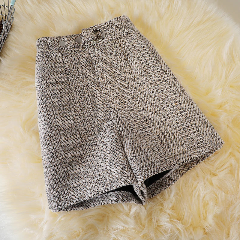 Woolen shorts women's autumn and winter new style comfortable and versatile casual pants - reetell