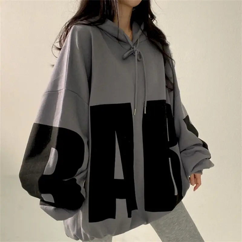 Fashion Letter Printing Hoodies Women 2024 Spring Autumn Thin Street Sports Loose Large Size Casual Hooded Pullover Womens Tops - reetell