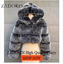 ZADORIN 4XL Female Fur Waistcoat Winter Warm Faux Fox Fur Vest Women High-Grade Cappa Fashion O-Neck Long Fur Coat Cardigan - reetell