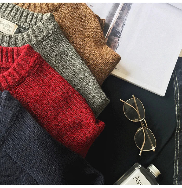 2023 New Men Pullover Sweater Autumn Fashion Casual Loose Thick O Neck Wool Knitted Oversize Harajuku Streetwear Knitwear M-5Xl - reetell