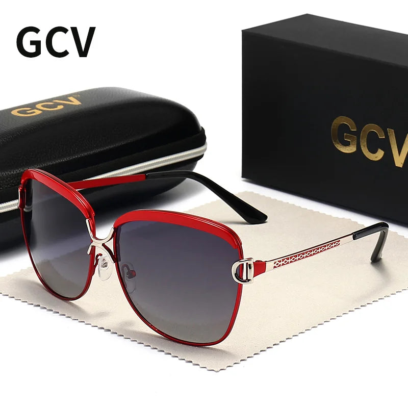 GCV Polarized Ladies Sunglasses Women Gradient Lens Round Sun Glasses Square Luxury Brand Oculos Lunette De Soleil Femme - reetell