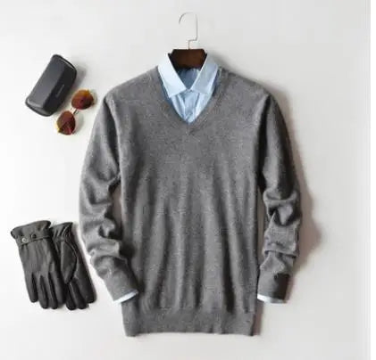 Men Cashmere Sweater Autumn Winter Soft Warm Jersey Jumper Robe Hombre Pull Homme Hiver Pullover V-Neck O-Neck Knitted Sweaters - reetell