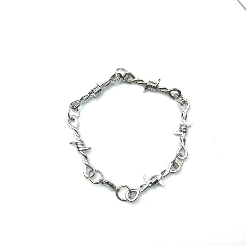 Small Wire Brambles Iron Unisex Bracelet Women Men Hip-hop Gothic Punk Style Barbed Wire Little Thorns Bangle Jewelry Gifts