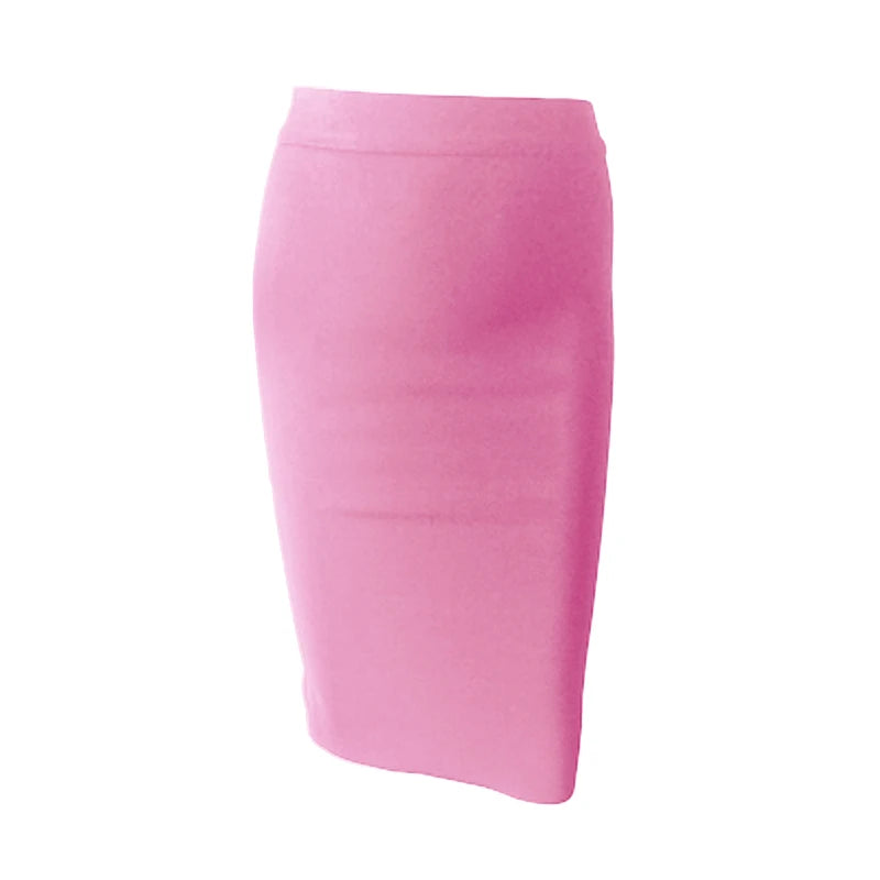 13 Colors Solid Nude XL XXL Sexy Summer Bodycon Party Bandage Skirt Women Blue Pink White Black Beige Red Pencil Skirt 60cm - reetell