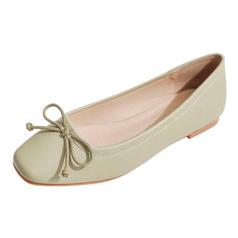 Women Flats Square Head Bowknot Pink Ballet Flats for Women Small Size 31 32 33 34 Big Size 44 45 46 Solid Color Soft Sole Bow - reetell