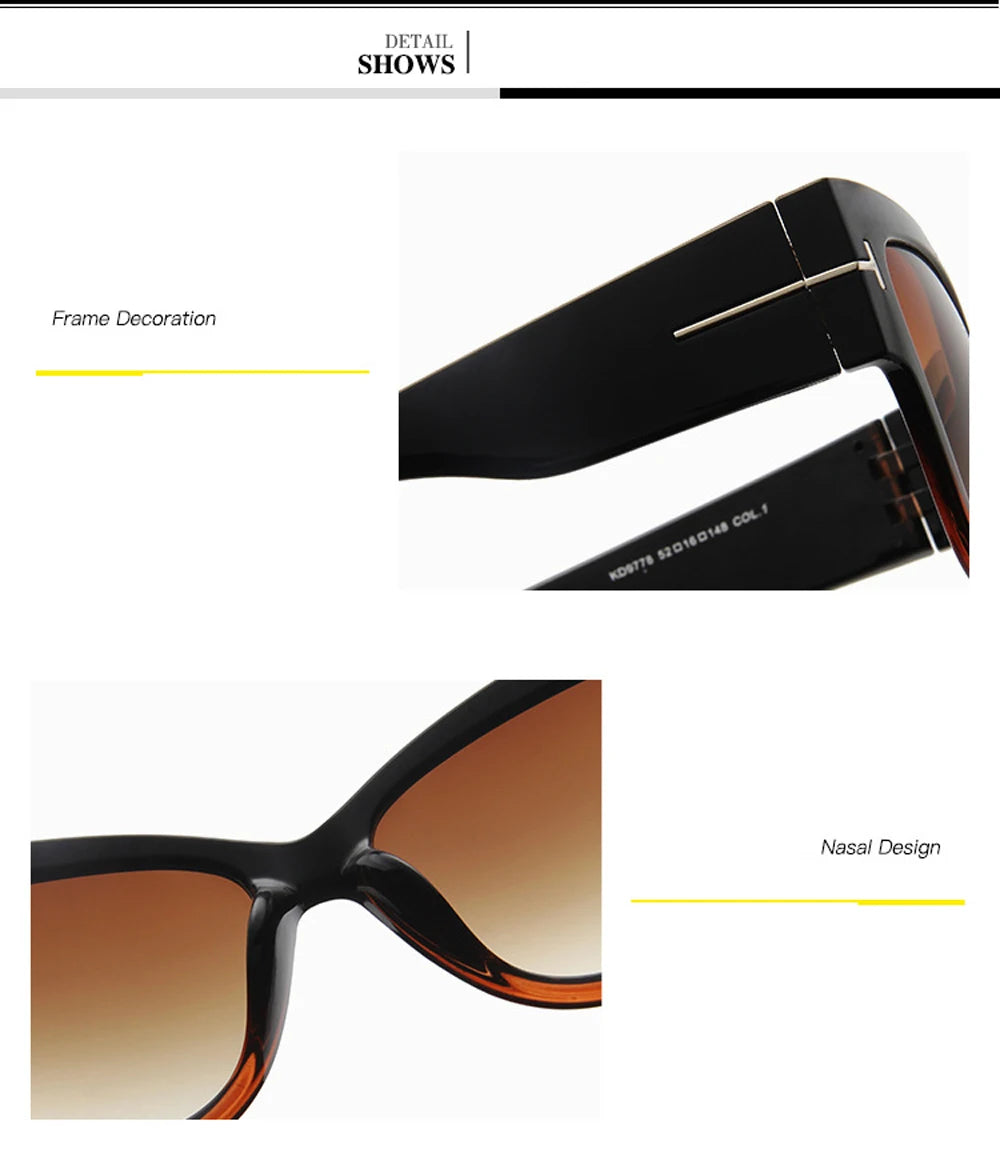 2024 New Brand Sunglasses Women Luxury Designer T Fashion Black Cat Eye oversized Sunglasses Female Gradient Sun Glasses oculos - reetell