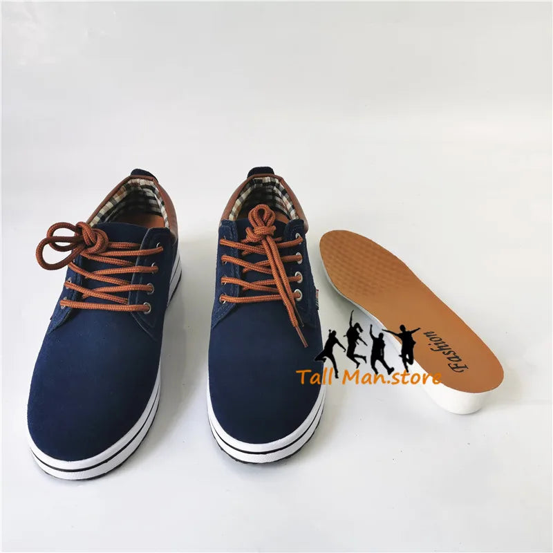 Men Shoes Elevator Sneakers Height Increase  Insole 6CM  Sport Black Blue Brown - reetell