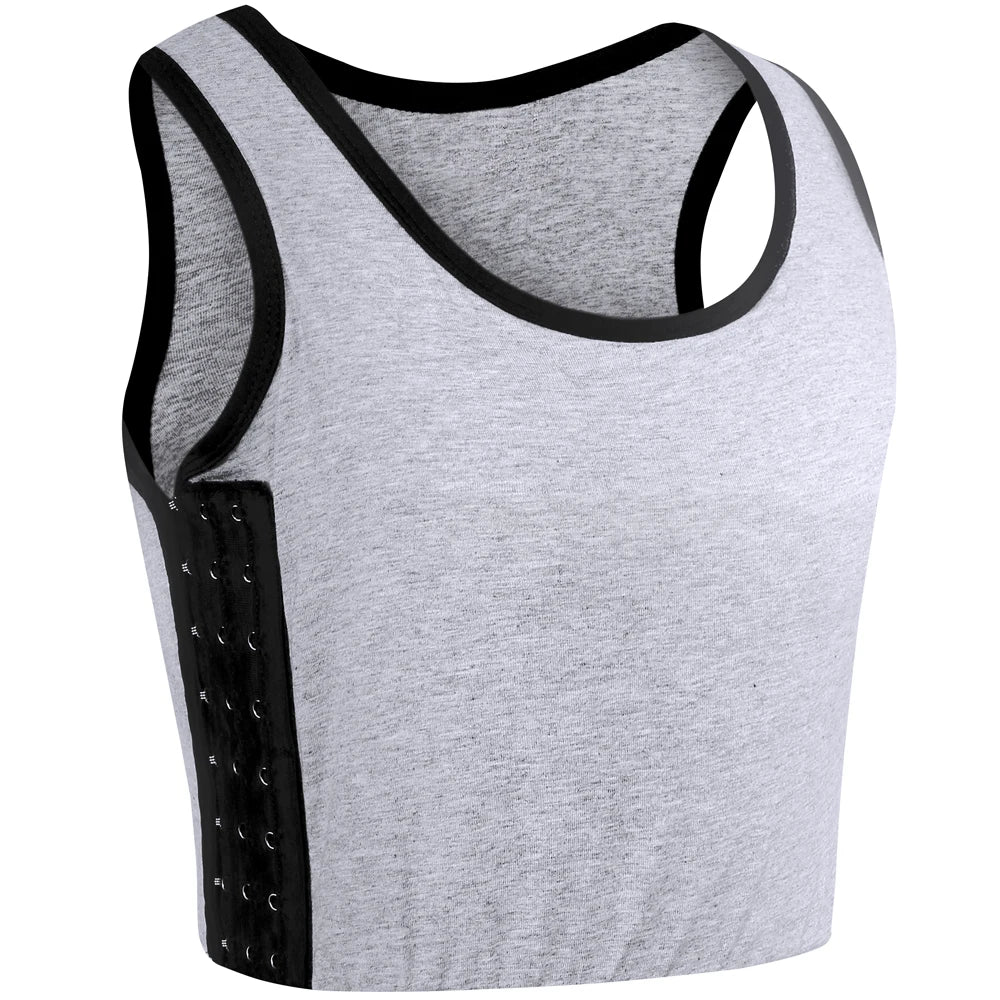 XUJI Women Tomboy Trans Elastic Chest Binder Breathable Cotton Slim Fit Tank Top - reetell