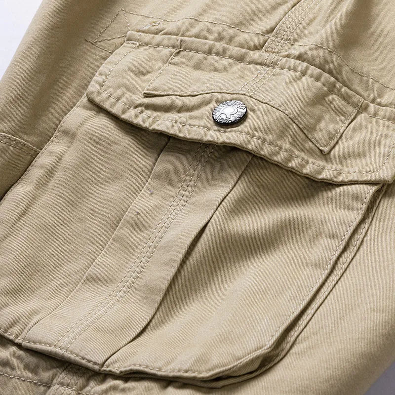 2024 Summer Men's Baggy Multi Pocket Military Cargo Shorts Male Cotton Khaki Mens Tactical Shorts Short Pants 30-38 No Belt - reetell