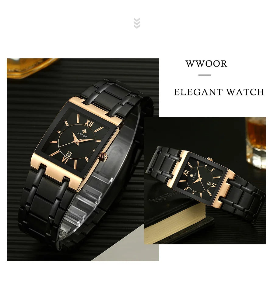 2022 WWOOR New Women Watches Top Brand Luxury Women's Bracelet Blue Square Watch Ladies Dress Quartz Wristwatch Relogio Feminino