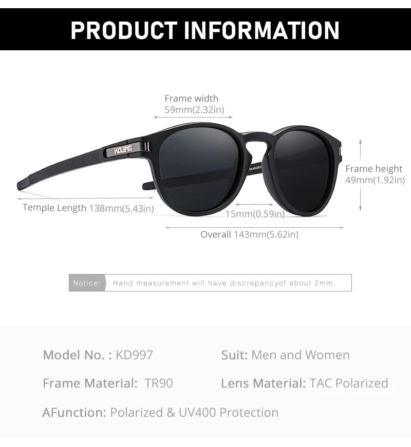 KDEAM Skateboarding Stylish Polarized Sunglasses Men Flexible TR90 Frame Keyhole Bridge Mirror Coating Sun Glasses Women KD997 - reetell