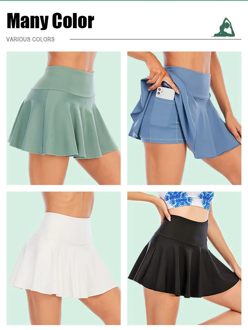 Cloud Hide Fitness Tennis Skirts Badminton Golf S-XXXL Skirt High Waist Shorts Women Athletic Running Sport Girls Pleated Skorts - reetell