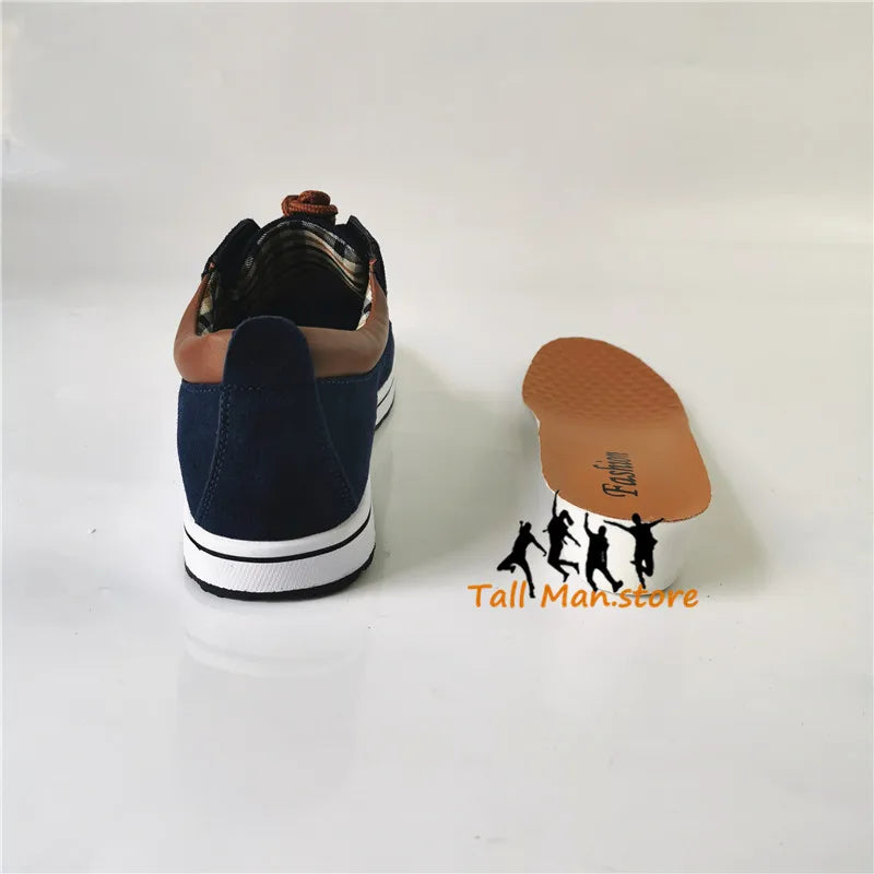 Men Shoes Elevator Sneakers Height Increase  Insole 6CM  Sport Black Blue Brown - reetell