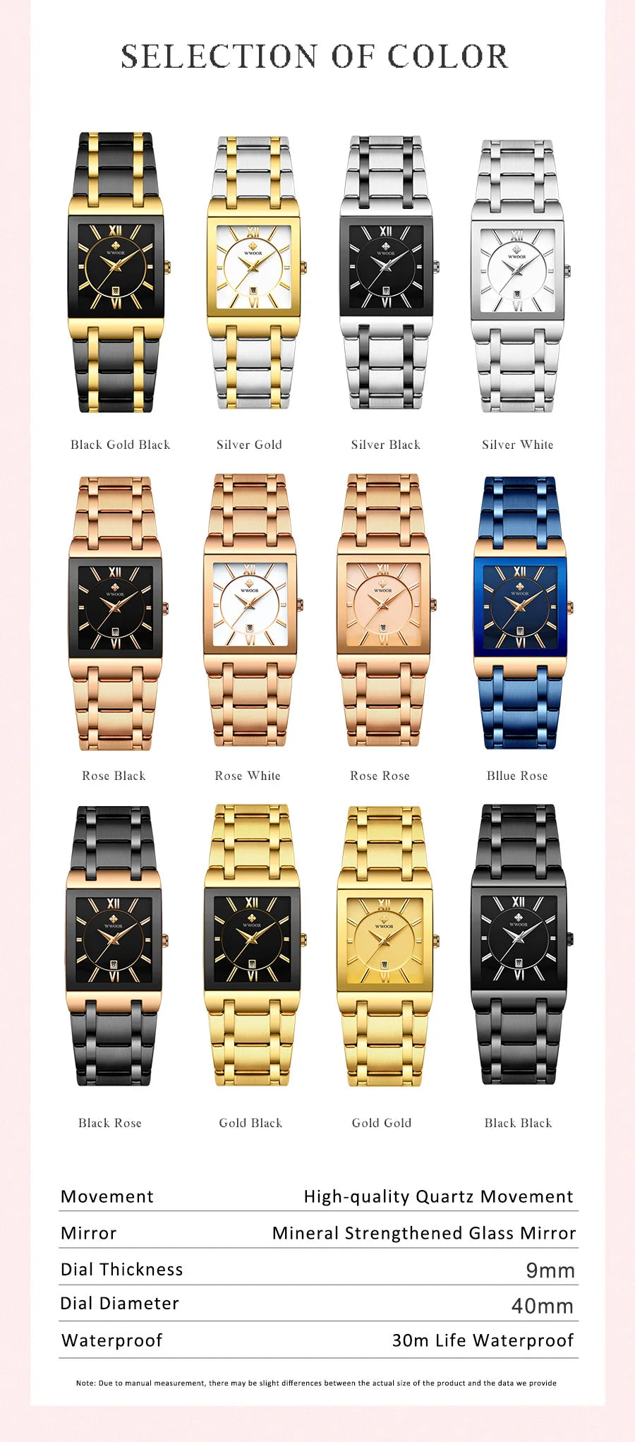 2022 WWOOR New Women Watches Top Brand Luxury Women's Bracelet Blue Square Watch Ladies Dress Quartz Wristwatch Relogio Feminino