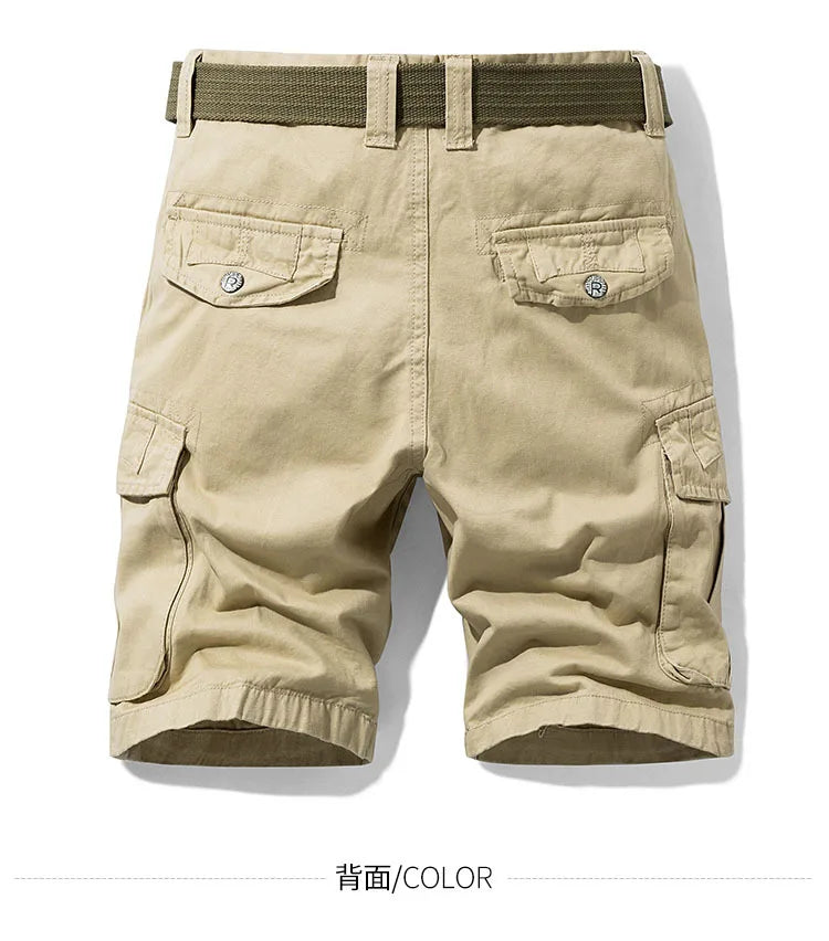 2024 Summer Men's Baggy Multi Pocket Military Cargo Shorts Male Cotton Khaki Mens Tactical Shorts Short Pants 30-38 No Belt - reetell